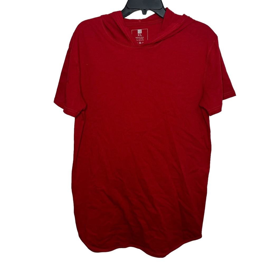 Mens Hooded Cotton T-Shirt Red